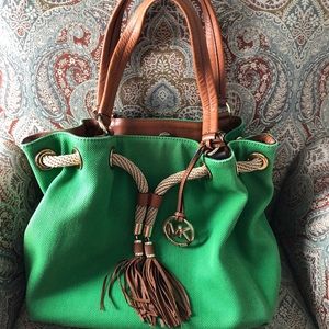 Michael Kors Handbag Green Canvas EUC